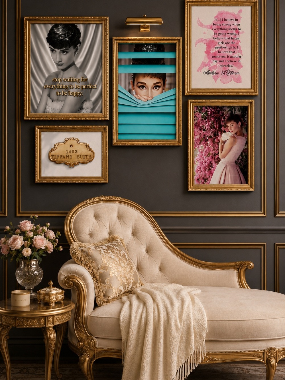 Pick 5 | Audrey Hepburn Wall Art Prints | Breakfast at Tiffany’s Glam Quote Set